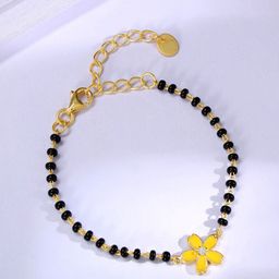 GIVA Girls 925 Sterling Silver Gold-Plated Stone Studded & Beaded Wraparound Bracelet-10