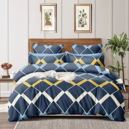 240 TC Microfiber King Printed Fitted (Elastic) Bedsheet-picture-24