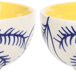 Ceramic Serving Bowl Lemon Leaf Ceramic Bowl, Pack of 2| Stylish, Durable & Microwave Safe-image-60