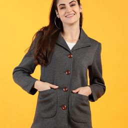 chkokko Fleece Solid Coat For Women-picture-42