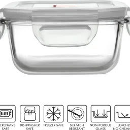 cello Delighta Square Borosilicate Lunch Box with Jacket, 320ml, 3 Containers Lunch Box image 3