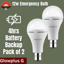 12W Emergency Light Bulbs Pack of 2 | Smart Charging Backup Bulb Combo 3 hrs Bulb Emergency Light-6