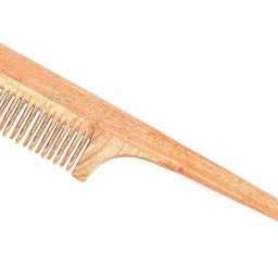 Organic Neem Wood Comb (Tail Comb) | Women & Men | Natural & Eco Friendly | Wide Tooth Comb, Anti-Bacterial Styling Comb for All Hair Types | Made in India ()-5