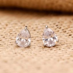 Minimalist Elegant Pear Cut CZ Teardrop Solitaire Stud Earrings In 925 Silver Cubic Zirconia Sterling Silver Stud Earring-image-92