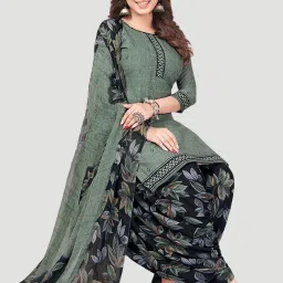 Unstitched Crepe Salwar Suit Material Printed-image-25