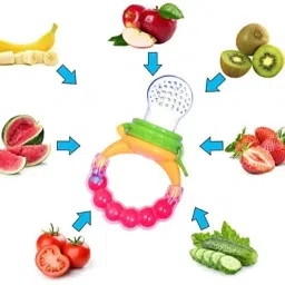 cutezilla 4 in 1 Fruit and Food Feeder Nibbler Nipple Teether Soother Pacifier Rattle Teether and Feeder image 5