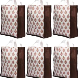 Medium Size 6 Pieces Non Woven Eco-Friendly Reusable Multipurpose Shopping Carry Bags (Brown) - CTKTC30807 Pack of 6 Grocery Bags-0