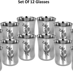 (Pack of 12) High Quality Stainless Steel Tableware Drinkware Printed Drinking Glasses Glass Set Water/Juice Glass-picture-8