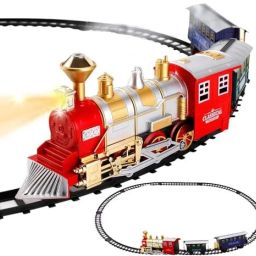 Classic Train Set for Kids with Smoke, Realistic Sounds 3 Cars and 11 Feet toys-image-65