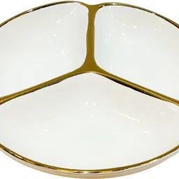 Round Ceramic Partition Platter, Snacks/Nuts/Dish Serving Plate Tray for Dining Plate Serving Set-image-60