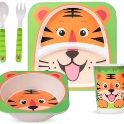 Hey Ya! 5pc Bamboo Fibre Tableware Set- Plate, Bowl, Fork, Spoon, Tumbler - Bamboo Fibre-image-3