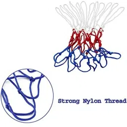 swikaar Basketball Net 2 PCS Outdoor/Indoor Net (12 Loops) (Red+White+Blue) BBN3 Basketball Net image 2