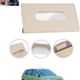 Beige Leatherite Rectangle Shape Fancy Design Tissue Dispencer For Car-11 Vehicle Tissue Dispenser-16