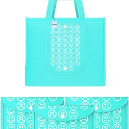Pack of 4 Smile Print Foldable Grocery/Shopping Bags For Women | Blue Pack of 4 Grocery Bags-image-29