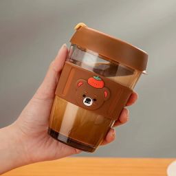 sipper mug wonteddy ledi travel cup Coffee Cups with Sleeve - Glass Glass Coffee Mug-image-46