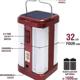 akr Home Solar Emergency Light 4 Side Tube with Solar Extra Bright Light Lantern Emergency Light Torch image 4