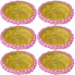RO. 6" PINK Glitter Poms BASKET USE FOR, DECORATION, GIFTING, HEMPAR (SET OF 6) Bamboo Fruit & Vegetable Basket-15