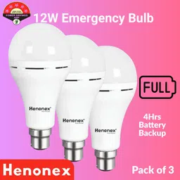 henonex Bright White 12W Rechargeable LED Bulbs PK3 2 hrs Bulb Emergency Light-picture-10