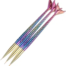 3Pcs/Set Nail Art Detail Brush Set Fine Line Painting Pens With Mermaid Color-image-63