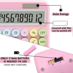 zoxito Colorful Candy Calculator, Mechanical Calculator Cute 12 Digit Large LCD Display Big Round Button, Great Basic Office School, Business, Work Basic Calculator image 2