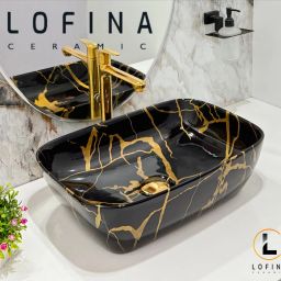 Premium Designer Table Top Counter Top Ceramic Wash Basin AI1019 very stylish black & gold designer ceramic wash basin Table Top Basin-image-53