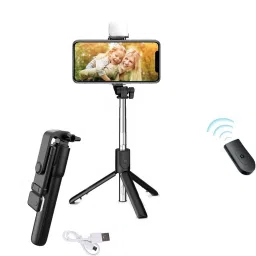 Wrapadore R1S Mini LED Fill Light Tripod Selfie Extendable Bluetooth Selfie Stick Tripod with Detachable Wireless Remote Monopod, Tripod, Tripod Bracket, Tripod Bracket-31