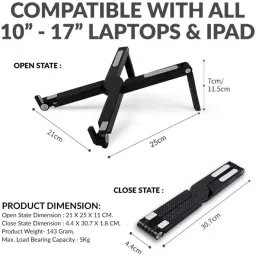 Aliens Foldable Laptop Stand – 2-Level Height Adjustable Steel Floor and Desk Stand Laptop Stand with Adjustable Height Compatible with Universal Laptops image 3