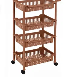 4 Layer Plastic Rack With Wheel & Handel Multipurpose Kitchen Storage Organizer Plastic Kitchen Trolley-image-83