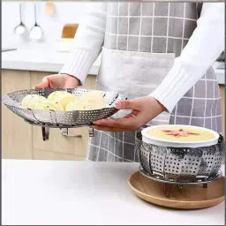 Stainless Steel Steamer Insert Vegetable Kitchen Fruit Food Basket Mesh Steamer Rack Cookware and Utensils for Cooking Steam(Large) Stainless Steel Fruit & Vegetable Basket-picture-14