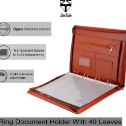 Professional leatherette 4 Ring Document File Folder/ Certificate Holder(With 40 Leaves)-16