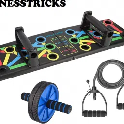 Combo Of Push Up Board With Adjustable Single Toning Tube And Ab Wheel Fitness Accessory Kit Kit-image-77