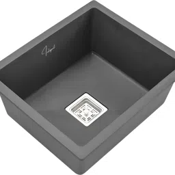 Grey Quartz Single Bowl Kitchen Sink | 24x18x9 inches | Natural Grey Kitchen Sink | Matte Finish Under Counter Basin-image-77