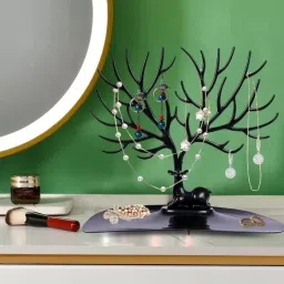 Deer Tree Stand, Holder for Sunglasses, Bedroom decorative (24 Hooks, Black) Plastic Key Holder-image-81