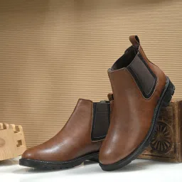 Roadster Men Tan Faux Leather Casual Chelsea Boots Boots For Men-image-2