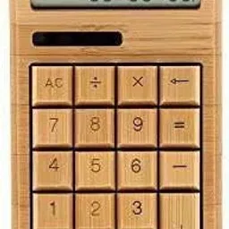 AM 1500*Small Calculator 12 Digits Solar Powered Nature Bamboo Wood Calculator Basic Calculator-image-65
