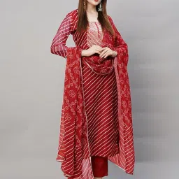 Striped Kurta, Trouser/Pant & Dupatta Set-image-82