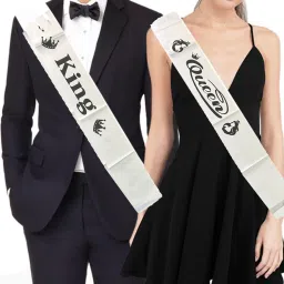 King/Queen Sash For Girl & Boy and Husband/Wife (Pack of 2)-picture-15