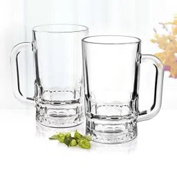 jigshtial Glass Beer Mug Glass Crystal Clear 400ml ( pack of 1 ) Glass Beer Mug image 4