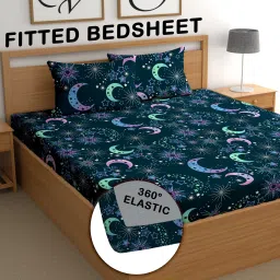 180 TC Cotton Double Printed Fitted (Elastic) Bedsheet-picture-27