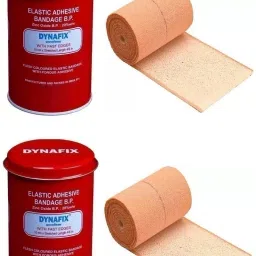 dynafix Elastic Adhesive Bandage B.P. 10 cm X Stretched Length 4/6 m (Pack of 2) Crepe Bandage image 2