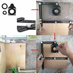 catson Aluminum Alloy Six fold universal Angle Measuring Tile wood Hole Marking Multi Function Template Tool Marking Gauge image 4