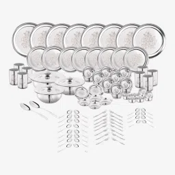 Pack of 101 Stainless Steel Dinner Set|Serves 8 People|Heavy Gauge|Kitchen Set|Permanent Laser-Glory Dinner Set-15