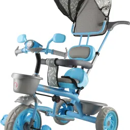 Tiny Trekker Musical Tricycle for Kids | 1.5 to 5 Years | Parental Push Handle | Foldable Canopy | Storage Baskets | Plug & Play Trikes for Girls Boys Tricycle-image-23