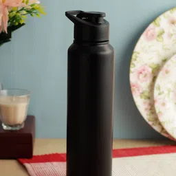 INCRIZMA Unisex Black Solid Single Walled Stainless Steel Fridge and Sports Water Bottle-50