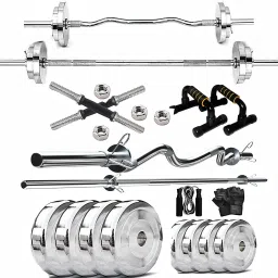 30 kg Steel Plates (2.5KGX4 + 5KGX4) 3FT Curl & 3FT Straight 28mm Rod Home Gym Combo-image-62
