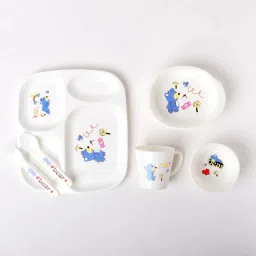 Pack of 6 PP (Polypropylene) 6 Pcs Blue Bear Children Tableware Dinner Set-1