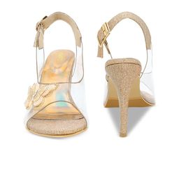 Action Embellished Open Toe Stilletto Heels With Backstrap image 2