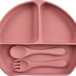 Silicone Baby Tableware Set, Baby Food Plate with Spoon, Fork- Silicon-8