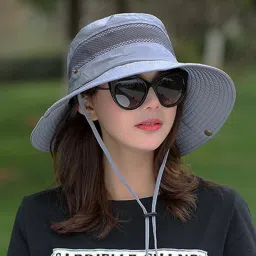 AlexVyan Round Crown Hat Sun Visor Hats for Women UV Protection Wide Brim Summer Hat Cap.-image-62