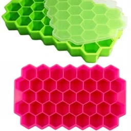 Hexagonal Shape Flexible 37 Lattice ice cube trays for freezer with lid Multicolor Silicone Ice Cube Tray-14